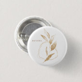 Modern Gold Form Botanischer Leaf Bridesmaid Button (Vorne & Hinten)