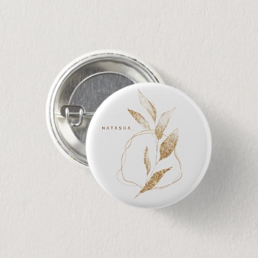 Modern Gold Form Botanischer Leaf Bridesmaid Button (Vorne & Hinten)