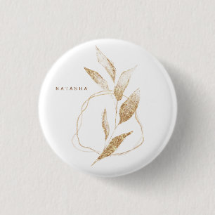 Modern Gold Form Botanischer Leaf Bridesmaid Button