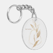Modern Gold Form Botanischer Leaf Bridesmaid Schlüsselanhänger (Vorderseite links)