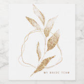 Modern Gold Form Botanischer Leaf Bridesmaid Weinetikett (Einzelnes Label)