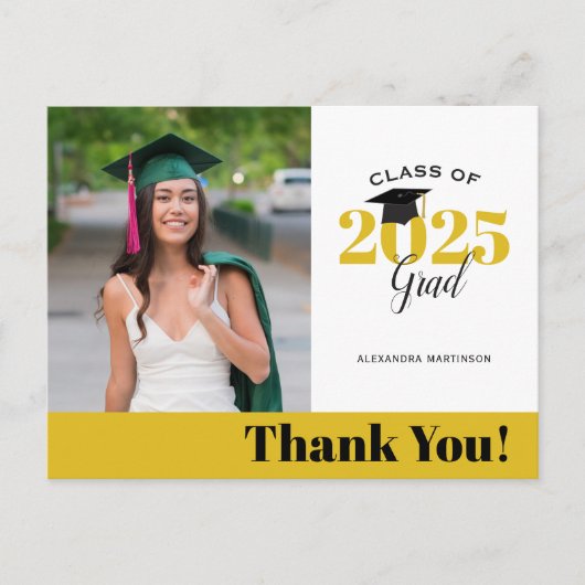 Modern Gold Foto Abschluss Vielen Dank Postkarte (Vorderseite)