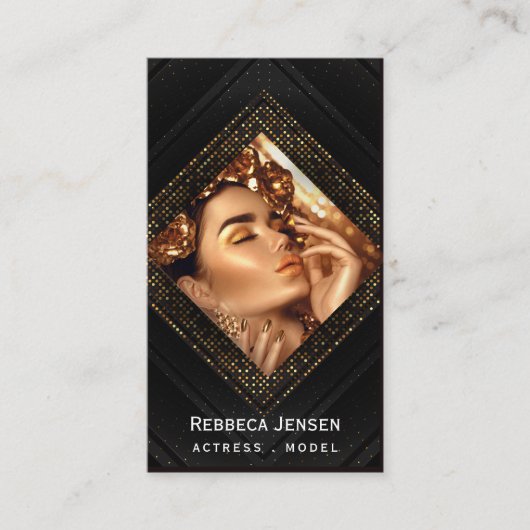 Modern gold frame actor model singer dancer photo visitenkarte (Vorderseite)