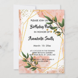 Modern Gold Frame Elfenbeingrün Blumengeburt Einladung