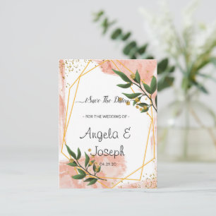 Modern Gold Frame Elfenbeingrün Save the Date Ankündigungspostkarte