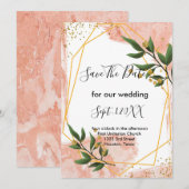 Modern Gold Frame Elfenbeingrün Save the Date Einladung (Vorne/Hinten)