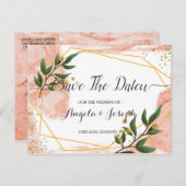 Modern Gold Frame Elfenbeingrün Save the Date Postkarte (Vorne/Hinten)