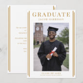 Modern Gold Frame Graduate Announcement Einladung (Vorne/Hinten)