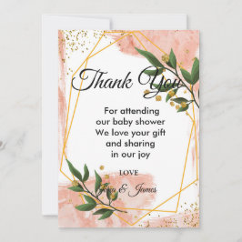 Modern Gold Frame Ivory Green Floral vielen Dank Einladung