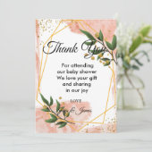 Modern Gold Frame Ivory Green Floral vielen Dank Einladung (Stehend Vorderseite)