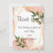 Modern Gold Frame Ivory Green Floral vielen Dank Einladung (Vorderseite)