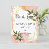 Modern Gold Frame Ivory Green Floral vielen Dank Einladung (Stehend Vorderseite)