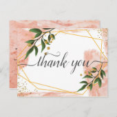 Modern Gold Frame Ivory Green Floral Vielen Dank Postkarte (Vorne/Hinten)