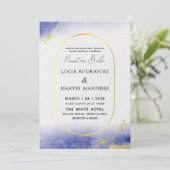 Modern & Gold Frame Nuestra Boda Einladung (Stehend Vorderseite)