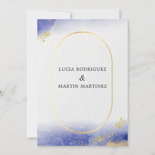 Modern & Gold Frame Nuestra Boda Einladung (Rückseite)