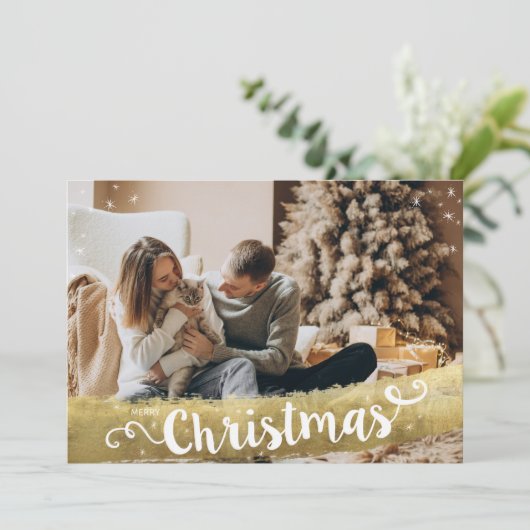 Modern Gold Frohe Weihnachten (Stehend Vorderseite)