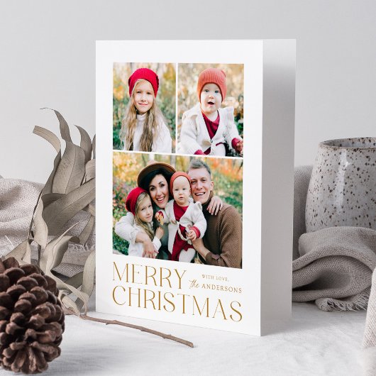 Modern Gold Frohe Weihnachten 7 Foto Collage