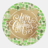 Modern Gold Frohe Weihnachten auf Grün Runder Aufkleber (Vorderseite)
