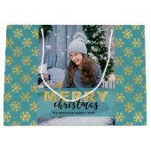 Modern Gold Frohe Weihnachten Foto Große Geschenkt Große Geschenktüte (Vorderseite)