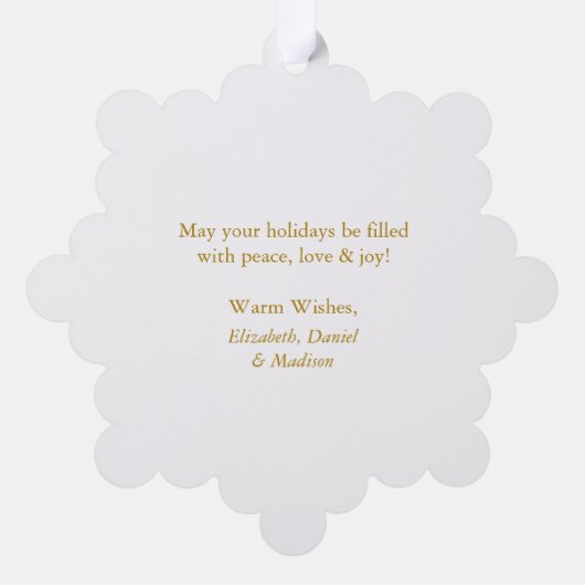 Modern Gold Frohe Weihnachten Foto Ornament Karte (Rückseite)