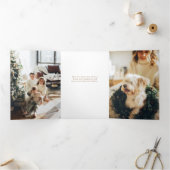 Modern Gold Frohe Weihnachts Typografie Multiphoto Dreifach Gefaltete Karte (Innenseite)