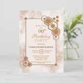 Modern Gold Geometric 90. Geburtstagsparty Einladung (Stehend Vorderseite)