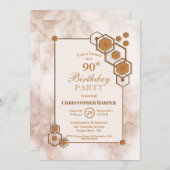 Modern Gold Geometric 90. Geburtstagsparty Einladung (Vorne/Hinten)