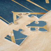 Modern Gold Geometric Blue Design Puzzle (Seite)