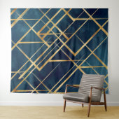 Modern Gold Geometric Blue Design Wandteppich (Beispiel (Horizontal))