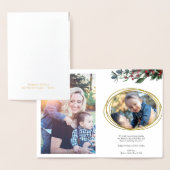 Modern Gold Geometric Circle Red Holly Berries Folienkarte (Anzeige)