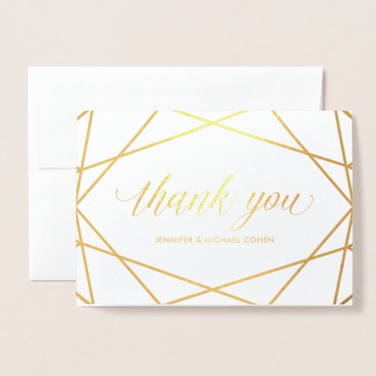 Modern Gold Geometric | Danke Folienkarte (Vorderseite mit Umschlag)
