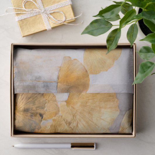 Modern Gold Gingko Seidenpapier (Geschenk)