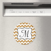 Modern Gold Glitte Zickzack Monogram Initial Magne Magnet (In Situ (Geschirrspüler))