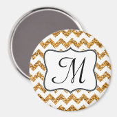 Modern Gold Glitte Zickzack Monogram Initial Magne Magnet (Vorderseite/Rückseite)