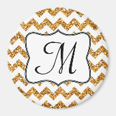 Modern Gold Glitte Zickzack Monogram Initial Magne Magnet (Vorne)