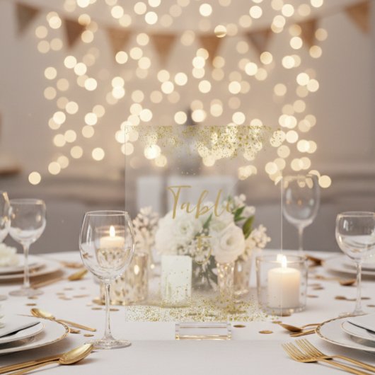 Modern Gold Glitter Acrylic Wedding Table Number Acrylschild