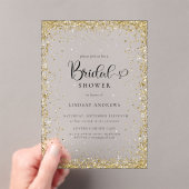Modern Gold Glitter Bridal Shower  Acryleinladungen (Insitu (Handheld))