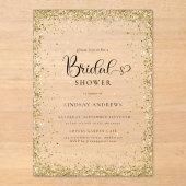 Modern Gold Glitter Bridal Shower  Acryleinladungen (Vorderseite)