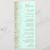 Modern Gold Glitter Mint Green Wedding Menükarte (Vorderseite)