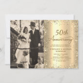 Modern Gold Glitter Photo 50th Wedding Anniversary Einladung (Vorderseite)