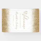 Modern Gold Glitter White Wedding Welcome Banner (Horizontal)