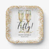 Modern Gold Glitzer 50. Geburtstag Pappteller (Vorderseite)