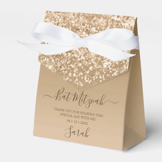 Modern Gold Glitzer Bat Mitzvah Geschenkschachtel (Vorderseite)