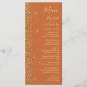 Modern Gold Glitzer Burnt Orange Wedding Menükarte (Vorderseite)