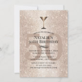 Modern Gold Glitzer Cocktail Girl 50. Geburtstag Einladung (Vorderseite)