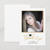 Modern Gold Glitzer Foto Abschluss Vielen Dank Dankeskarte (Vorne/Hinten)