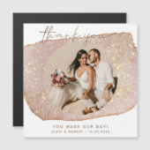 Modern Gold Glitzer Foto Hochzeit Danke Magnet (Vorne/Hinten)