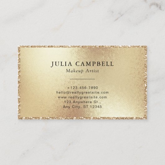 Modern Gold Glitzer Frame Monogram Visitenkarte (Rückseite)