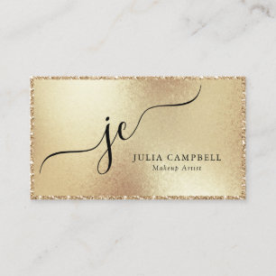 Modern Gold Glitzer Frame Monogram Visitenkarte