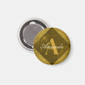 Modern Gold Glitzer Girly Monogram Magnet (Vorderseite/Rückseite)